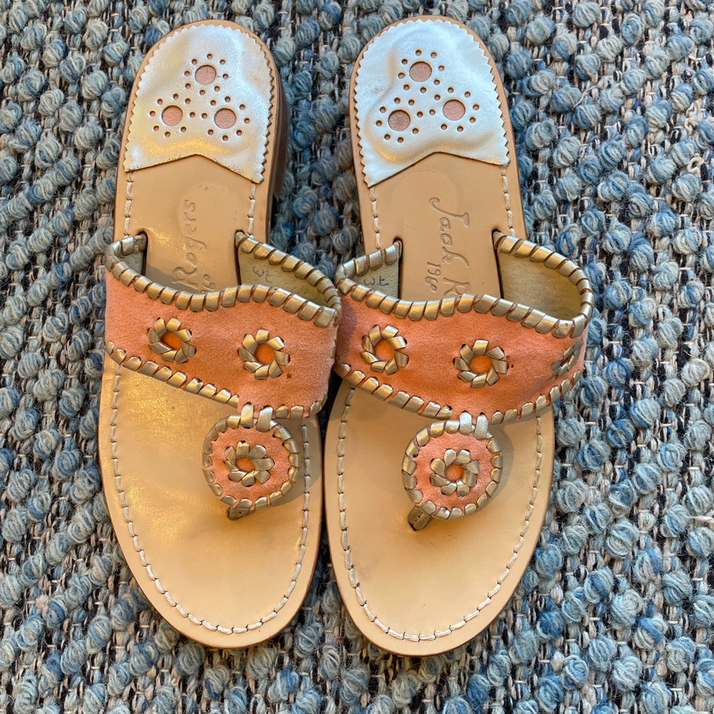 Jack Rogers Sandal Size 7 Peach and Gold